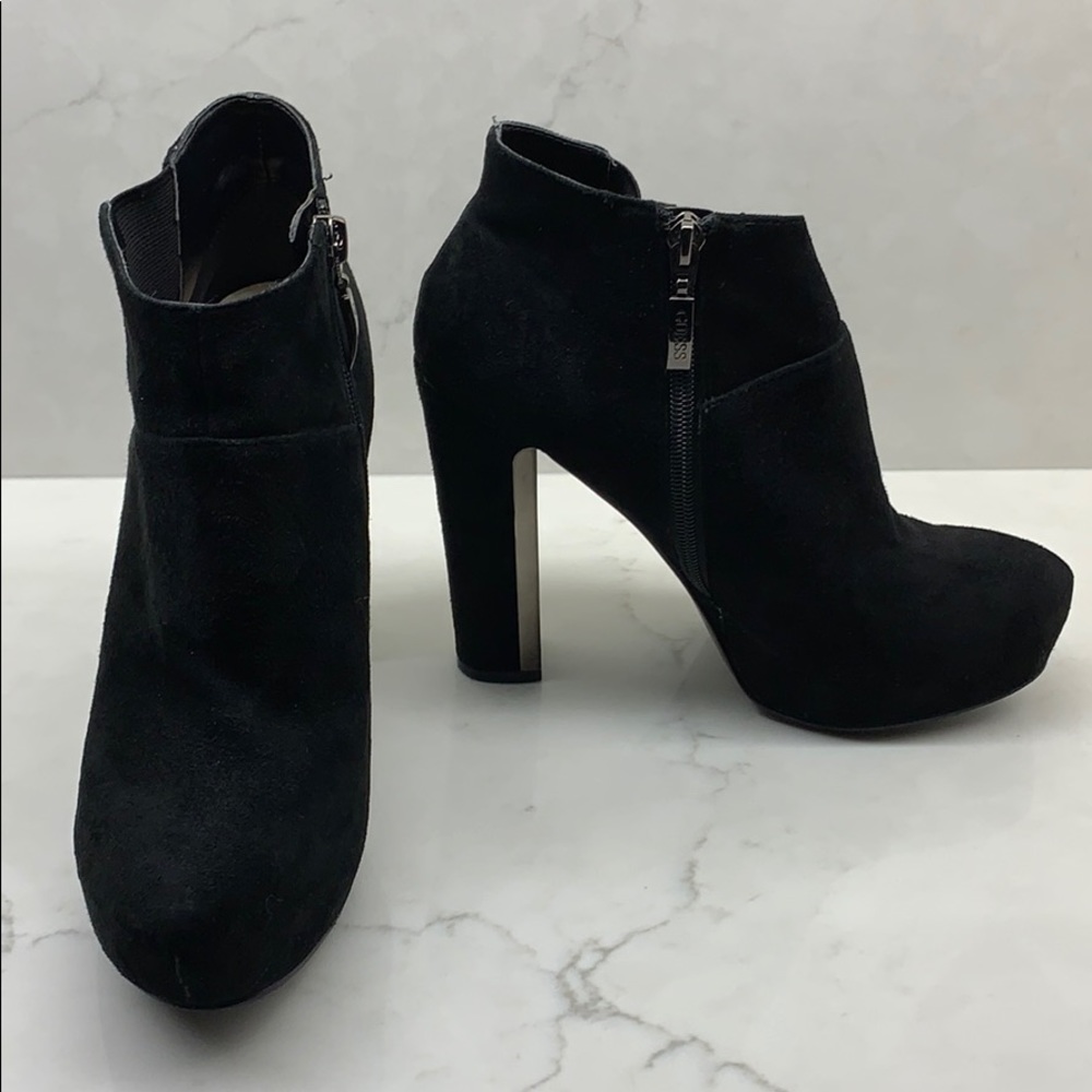 Black Suede Guess Platform Ankle Booties